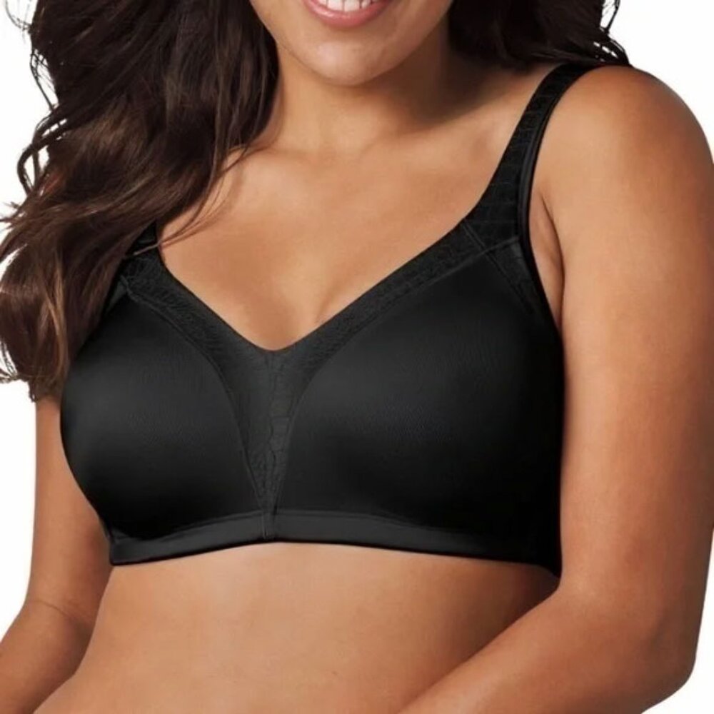NWT 44DD Playtex 18 Hour Back Smoother Wirefree Bra 4E77 Black Wireless 40E